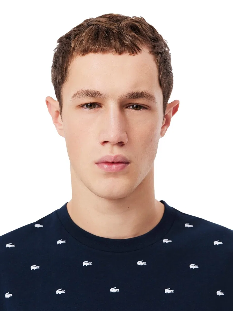 Футболка LACOSTE темно-синего цвета — фото 4