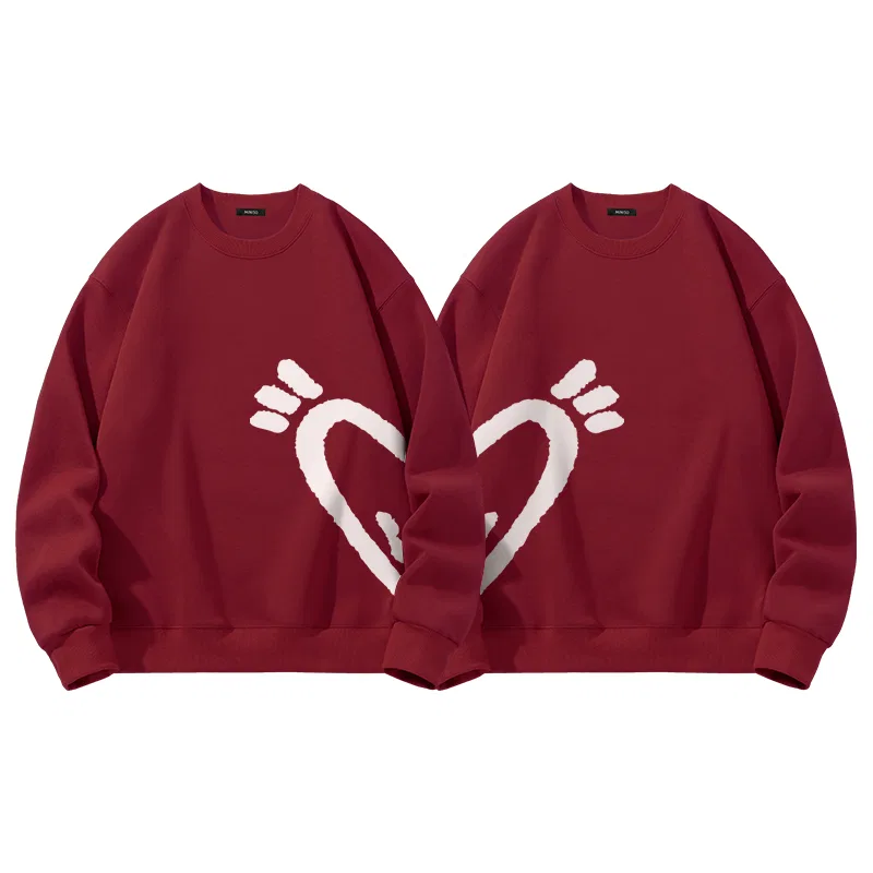 Детский свитшот с принтом MINISO, Light Beige (M Large Velvet Heart Lower Label)+Light Beige (M Large Velvet Heart Right Lower Label) — фото 3
