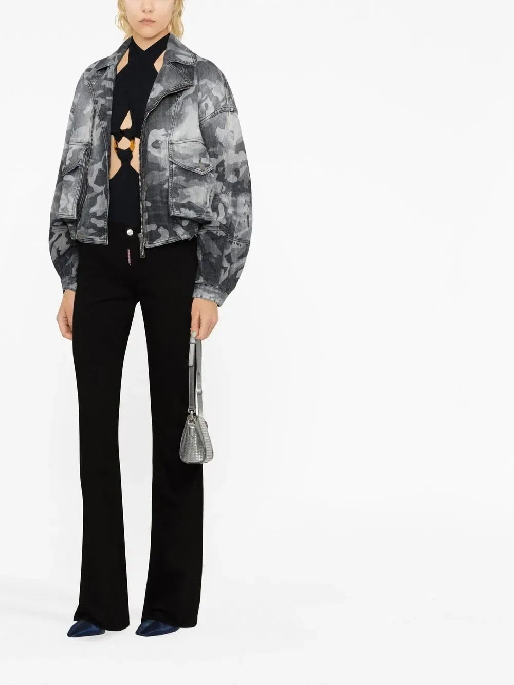 Камуфляжная джинсовая куртка Dsquared2, черный — фото 2