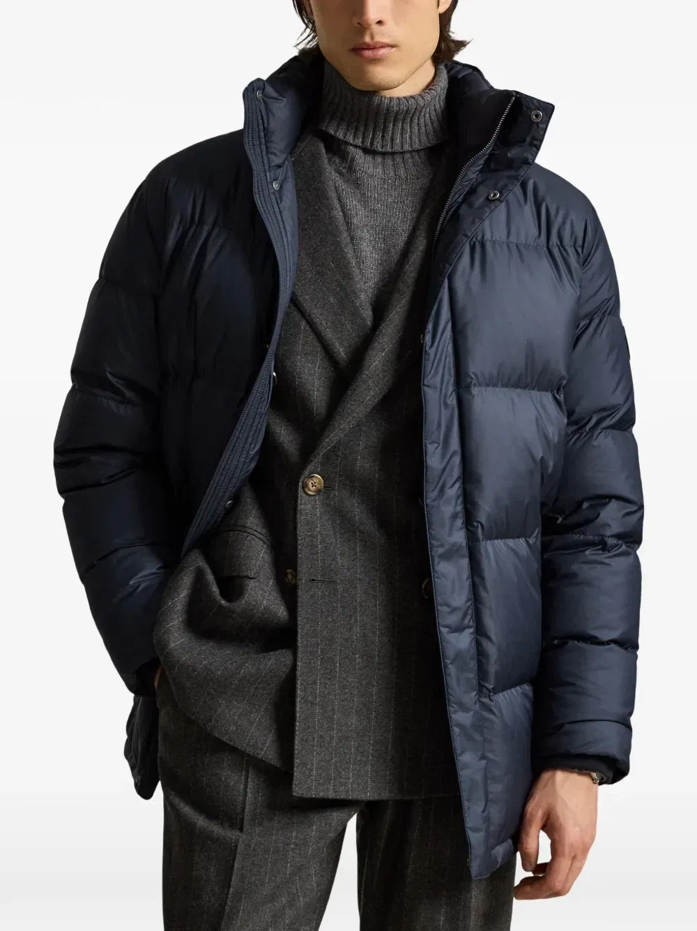Стеганое пальто с высоким воротником Polo Ralph Lauren, синий — фото 3