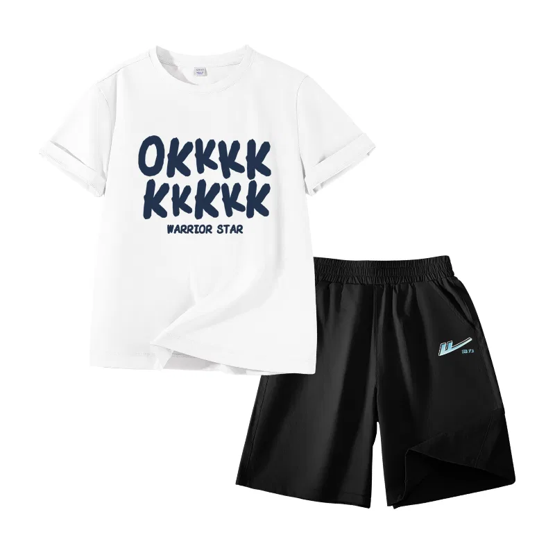 Детский спортивный комплект с круглым вырезом, тонкий стрейч, HOKK WARRIOR, White/HOKK-Black/H Gradient Blue K