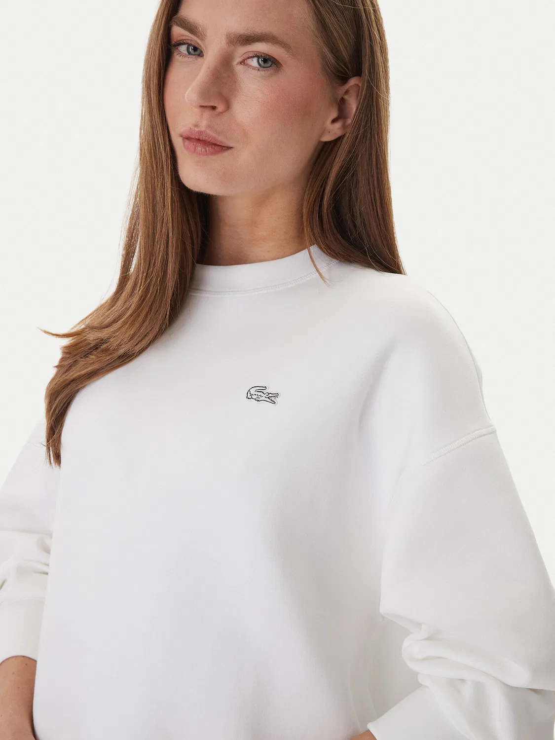 Женский свитшот оверсайз Lacoste, белый — фото 4