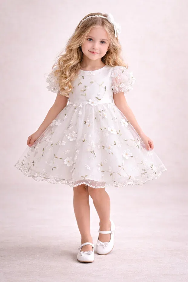 Детское платье для девочек длинным рукавом 2Kids2Mom, White