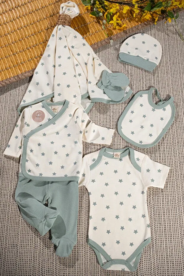 Детский комплект боди для новорожденных хлопковый с принтом Rocha Baby, Mint Green — фото 2