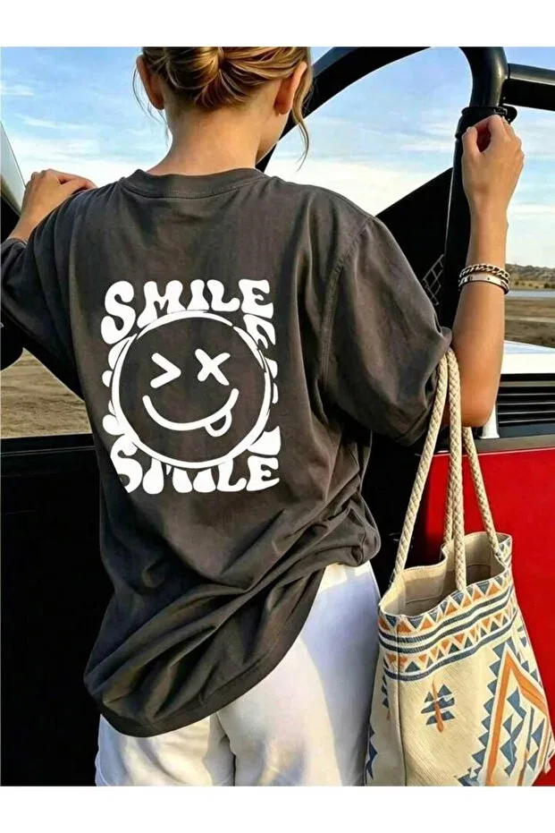 Детская футболка с принтом Anthracite Smile Vinraus Giyim, Anthracite — фото 2