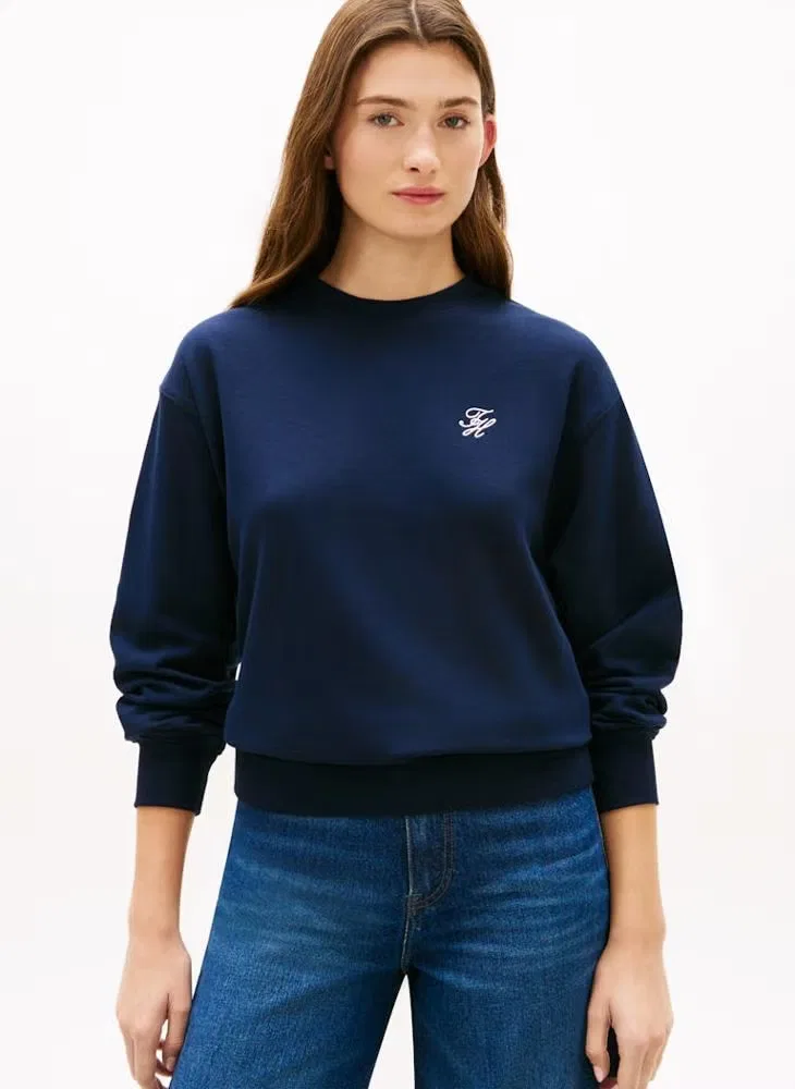 Свитшот с вышивкой логотипа Tommy Hilfiger, темно-синий