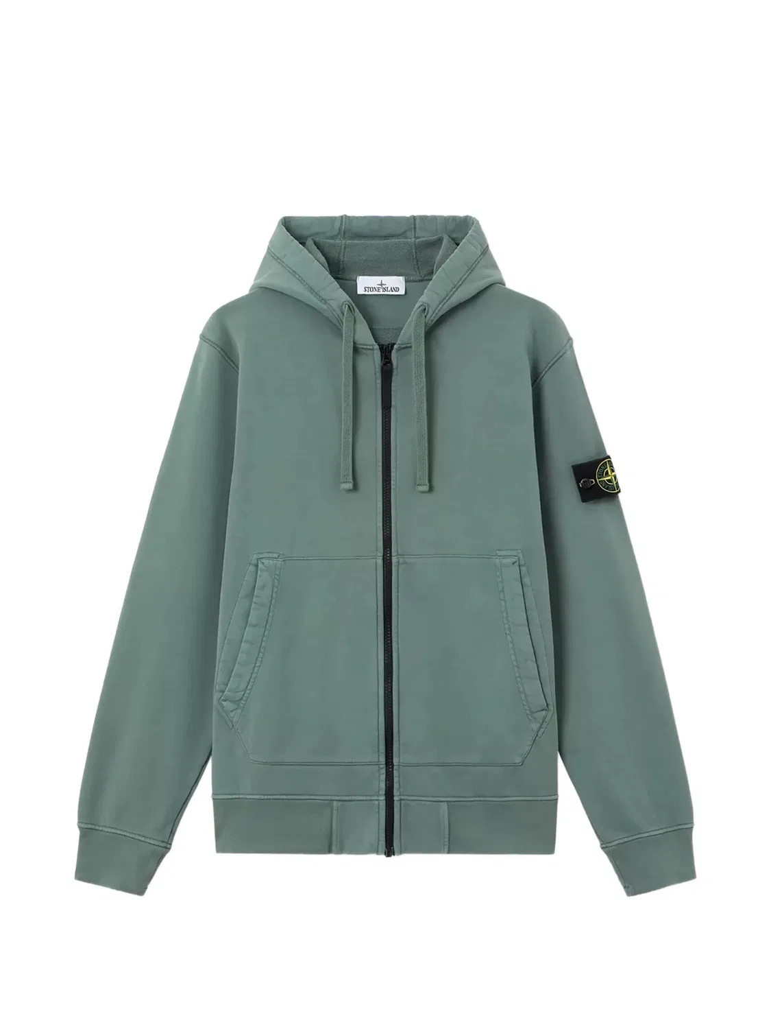 Толстовка с капюшоном из органического хлопка зеленая Stone Island, зеленый