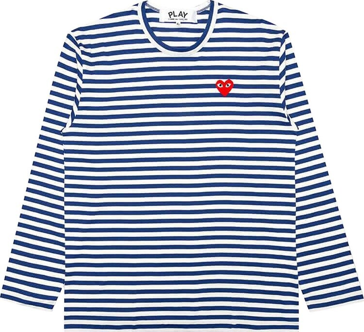 Футболка Comme des Garçons PLAY Striped Big Heart Long-Sleeve T-Shirt 'Blue/White', синий — фото 2