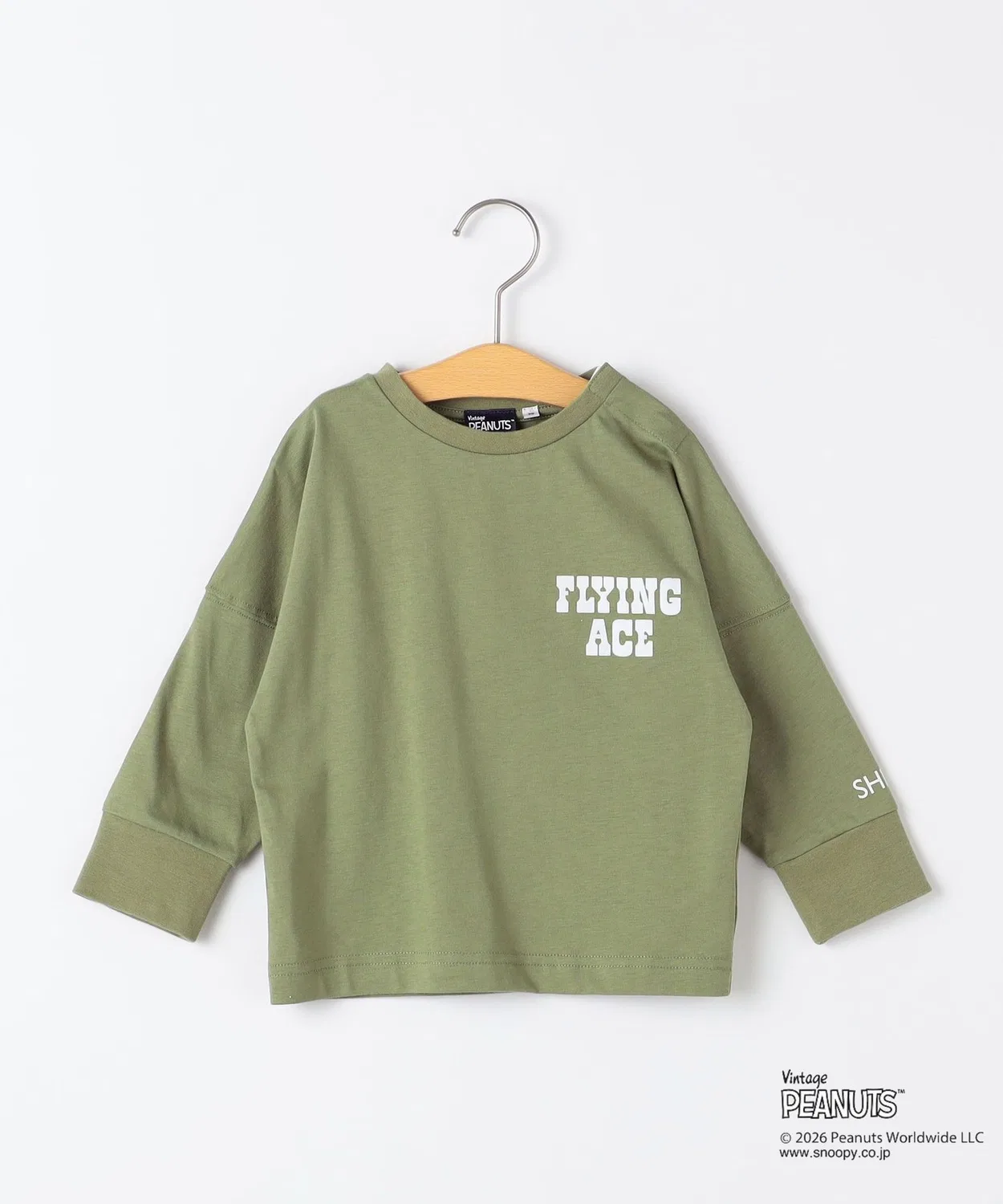 Детский лонгслив с принтом Flying Ace Peanuts SHIPS, Olive