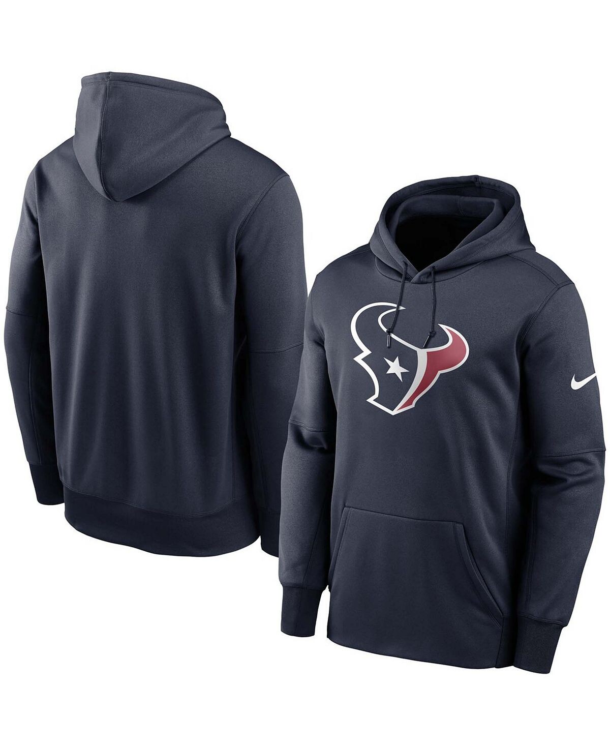 

Мужская большая и высокая темно-синяя толстовка с капюшоном houston texans fan gear primary logo therma performance Nike, синий