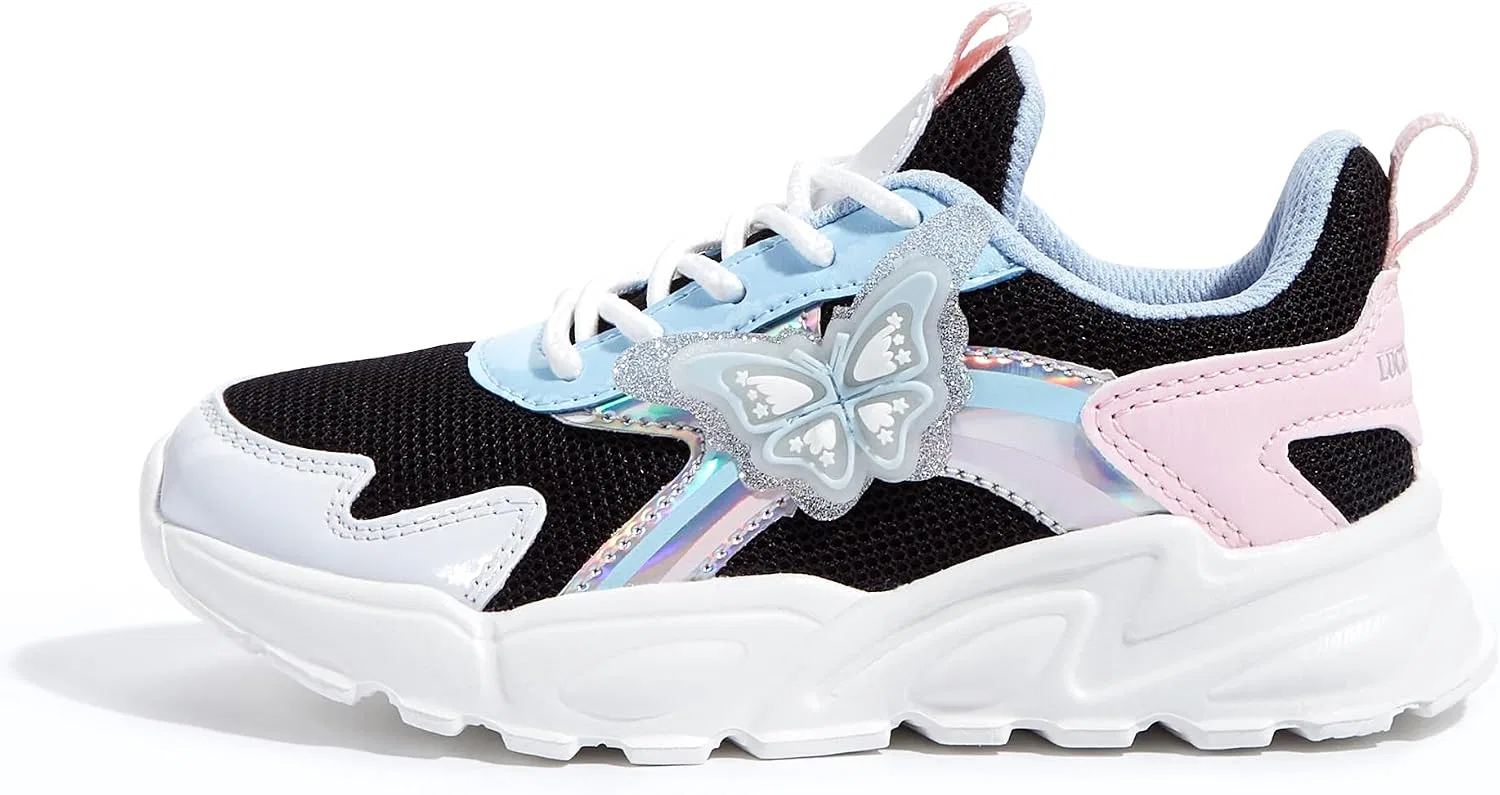 Детские кроссовки для девочек с принтом бабочки LUCKY STEP, Black/Blue