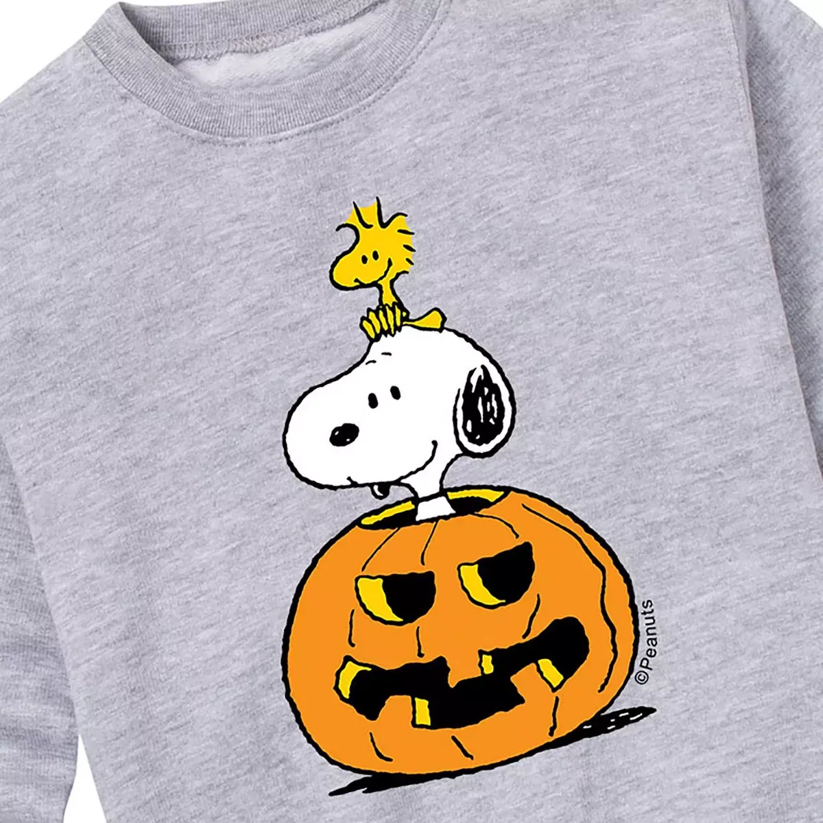 Детское свитшот с принтом Snoopy Woodstock Pumpkin Peanuts, Athletic Heather — фото 2