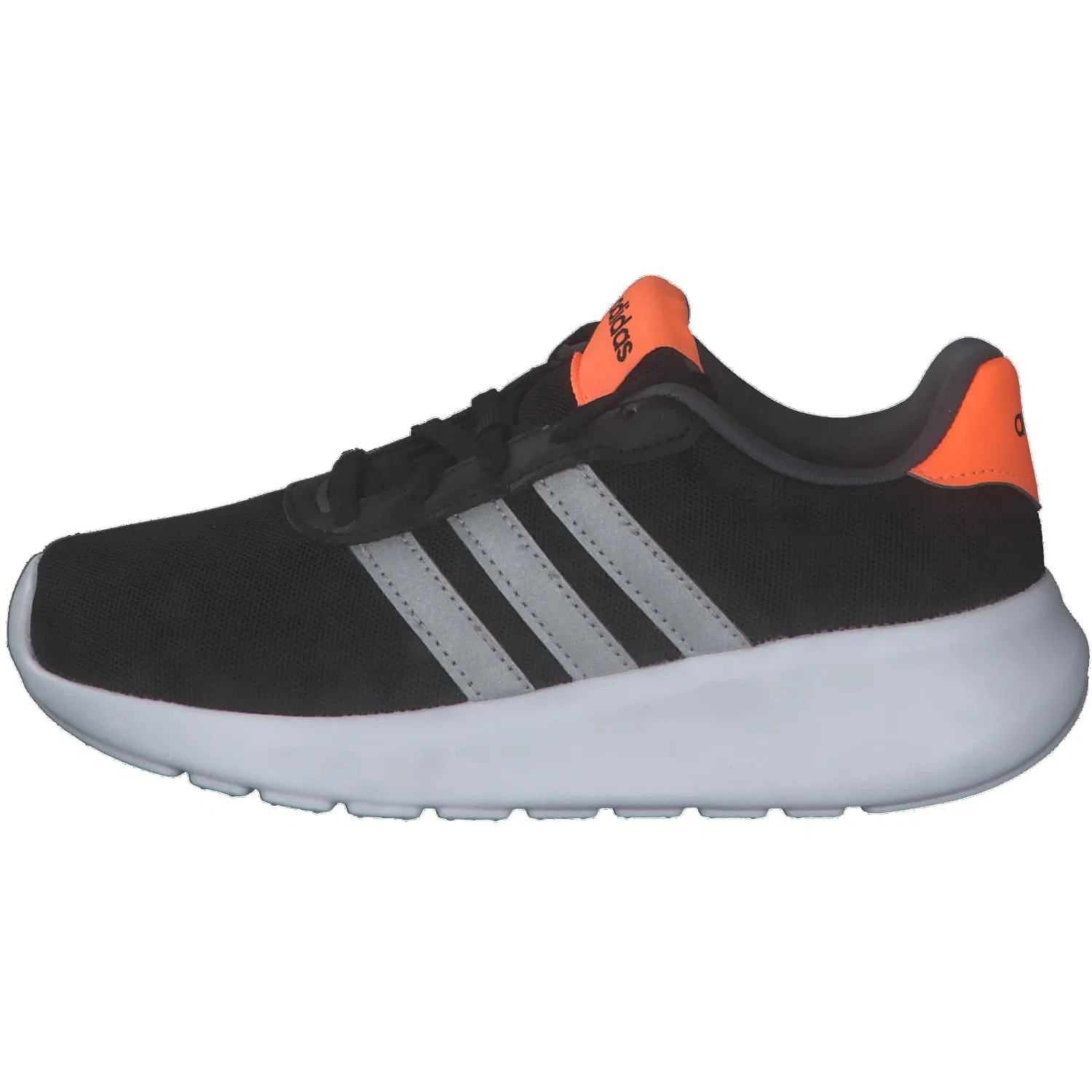 Детские кроссовки для мальчиков легкие Lite Racer 3.0 Adidas, Black Core Black Silver Met Screaming Orange — фото 2
