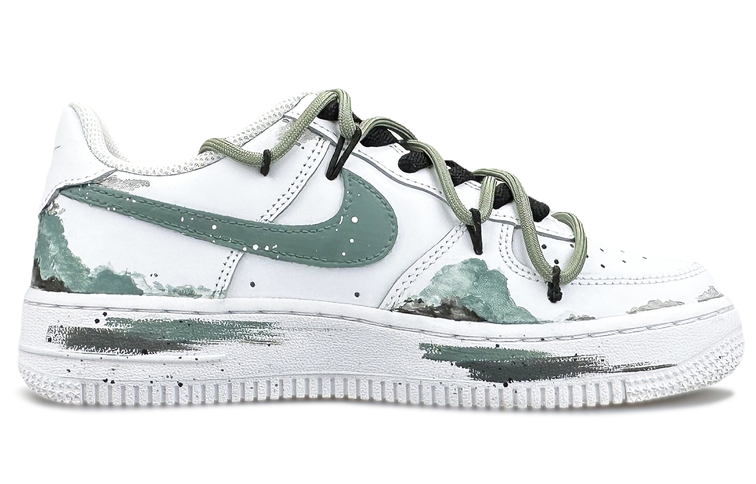 Кроссовки Air Force 1 для скейтбординга мужские низкие White/Green/Black/Cyan Nike, белый зеленый — фото 4