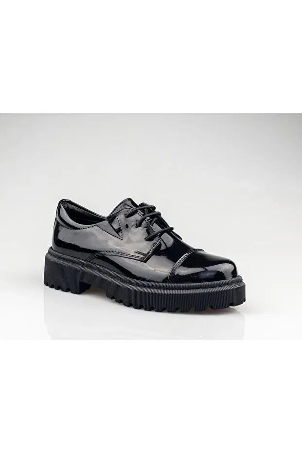 Детские туфли для девочек с коротким каблуком Jojo Kids, Black Patent Leather — фото 3