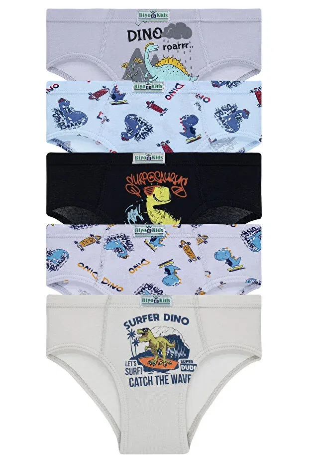Детские трусы для мальчиков с принтом 5 шт Cute Dinos Biyokids, Mixed/Colored