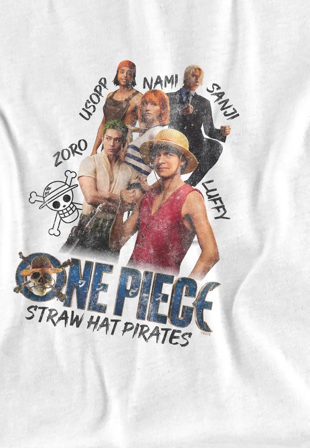 Детская футболка с принтом One Piece Straw Hat Pirate Netflix, White — фото 2