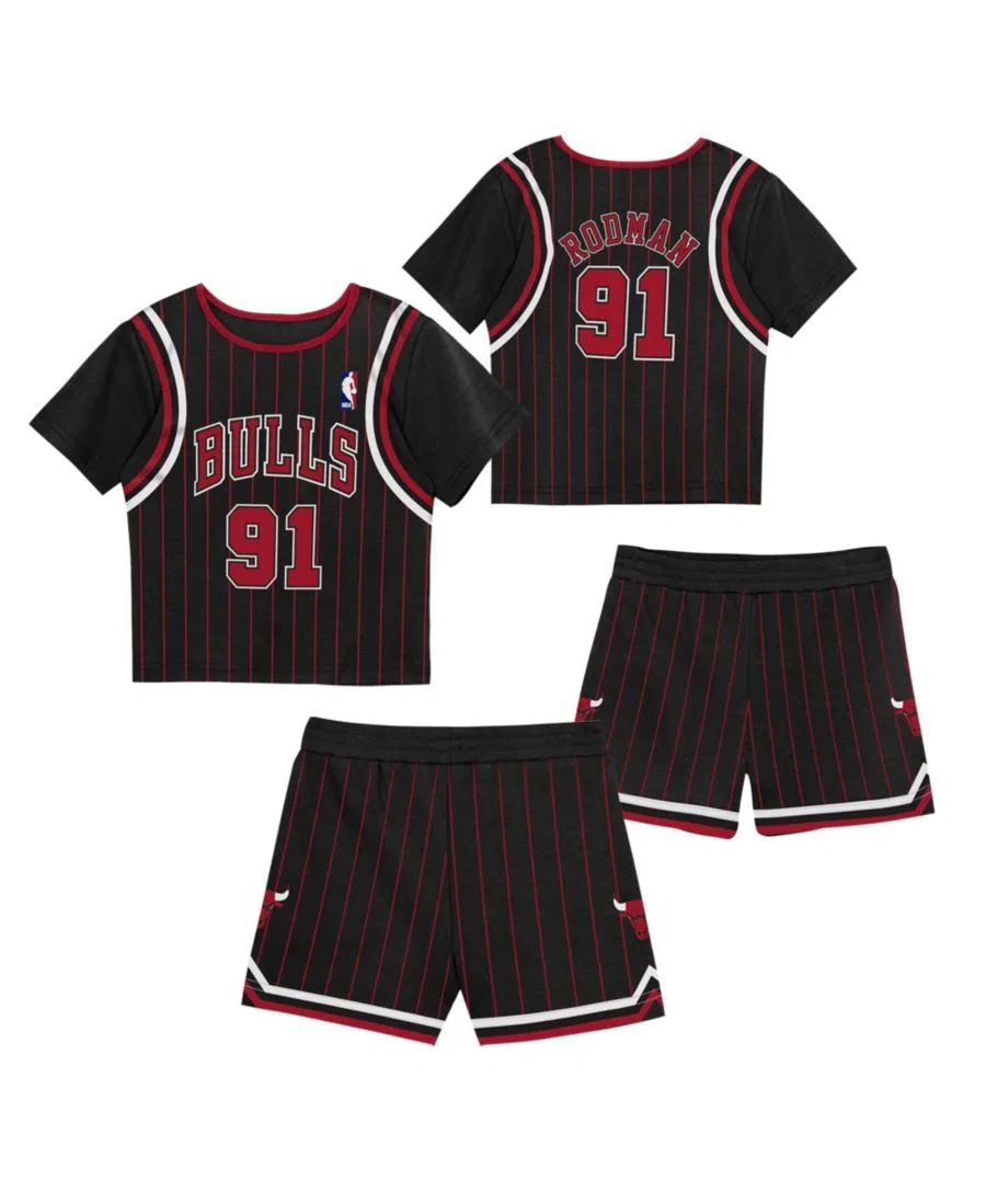 Комплект из футболки и шорт Деннис Родман Chicago Bulls Mitchell & Ness, Black