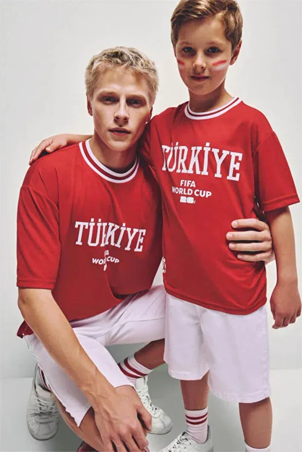 Детская футболка с коротким рукавом с принтом World Cup Turkey Printed Defacto, Red-Rd62 — фото 4
