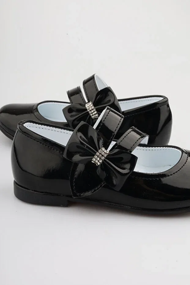 Детские балетки для девочек с принтом Moon Glow, Black Patent Leather — фото 3