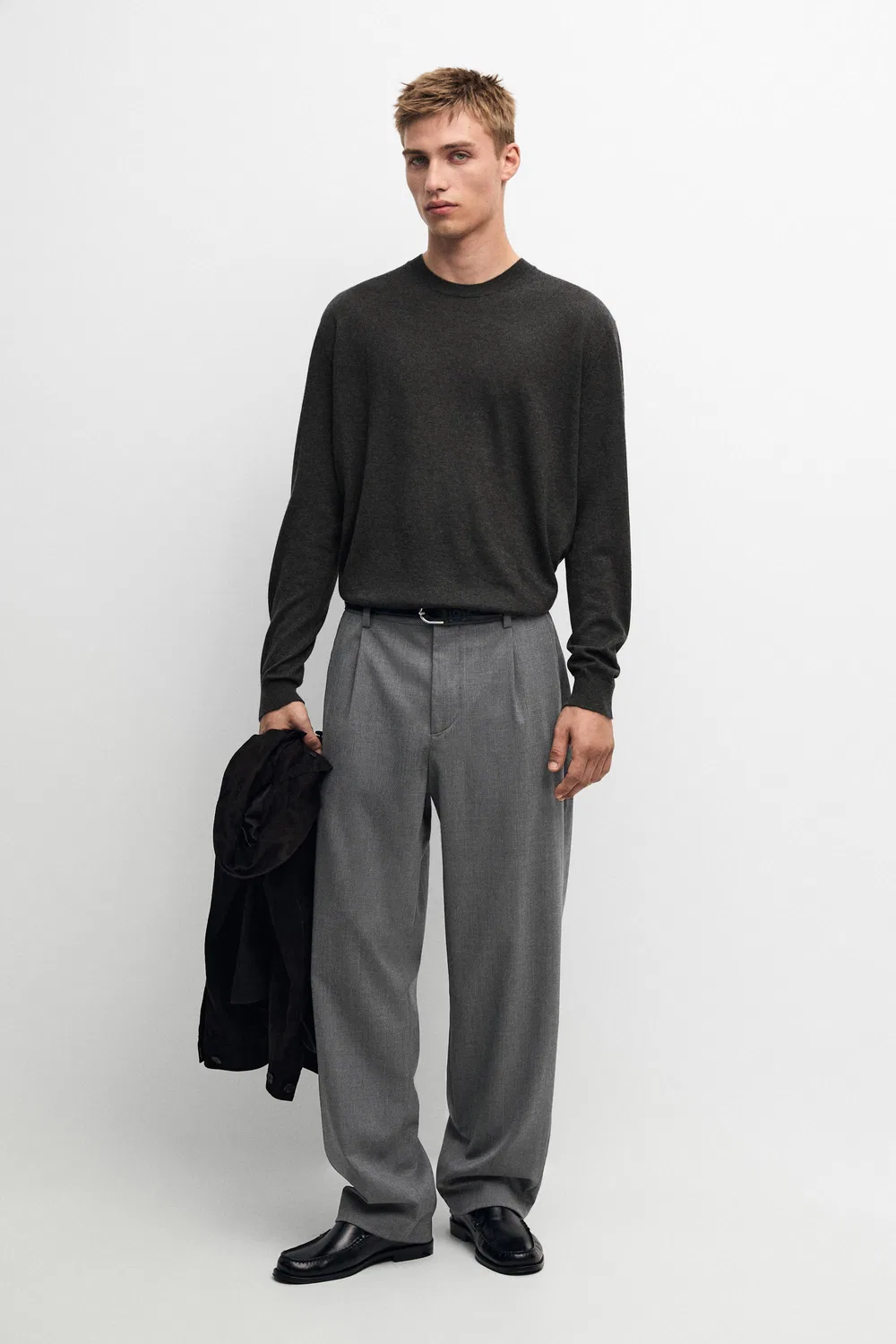 Брюки Massimo Dutti, приталенный силуэт, средне-серый — фото 2