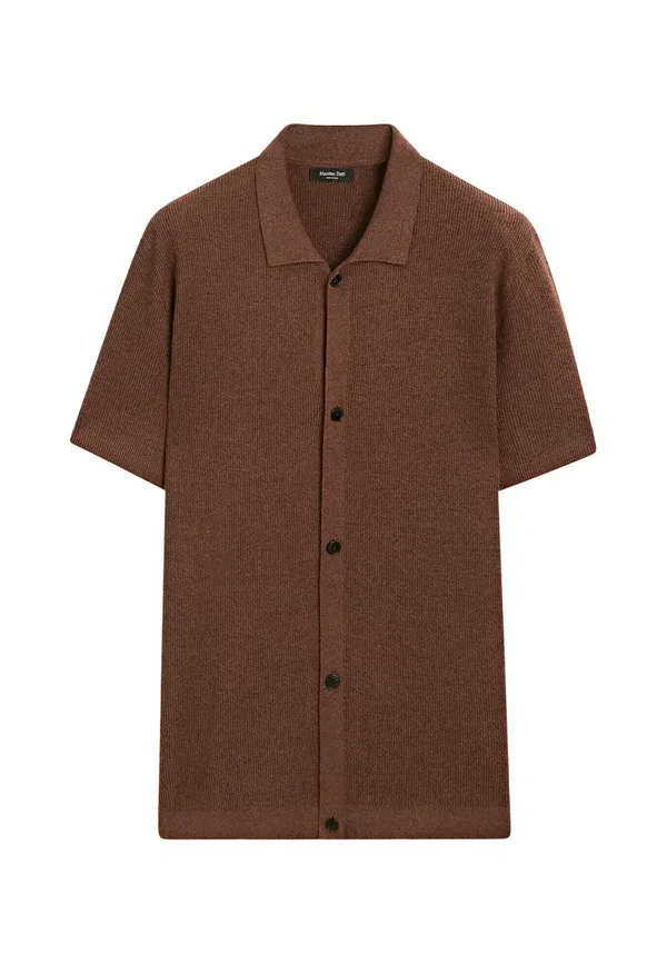 Рубашка из льна, хлопка и лиоцелла Shirt Massimo Dutti, коричневый — фото 4