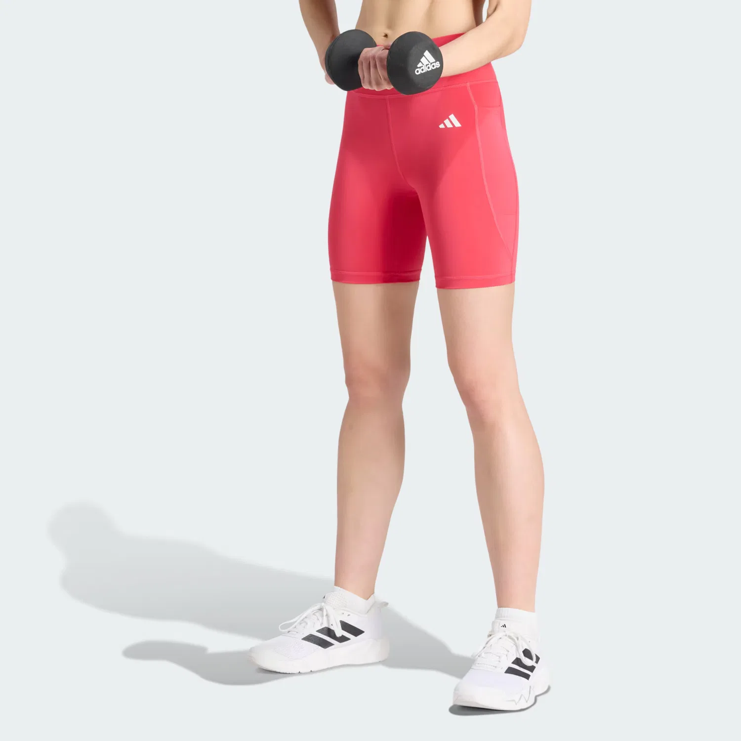 Спортивные шорты-скинни Adidas Performance Optimé Essentials малинового цвета — фото 4