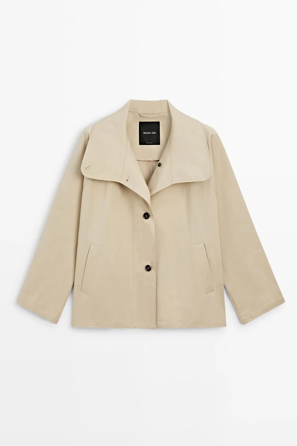 Куртка-накидка Massimo Dutti, из хлопка, бежевая — фото 2