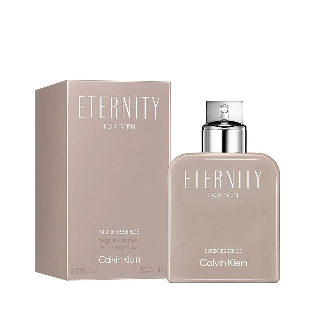 Парфюмерная вода для мужчин 200 мл, с аккордом замши Eternity for Men Suede Essence Parfum Intense Calvin Klein, Черный — фото 2