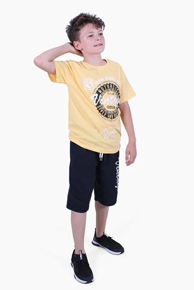 Детский комплект для мальчиков с принтом Vintage 95 Summer Printed Fyk Collection, Yellow