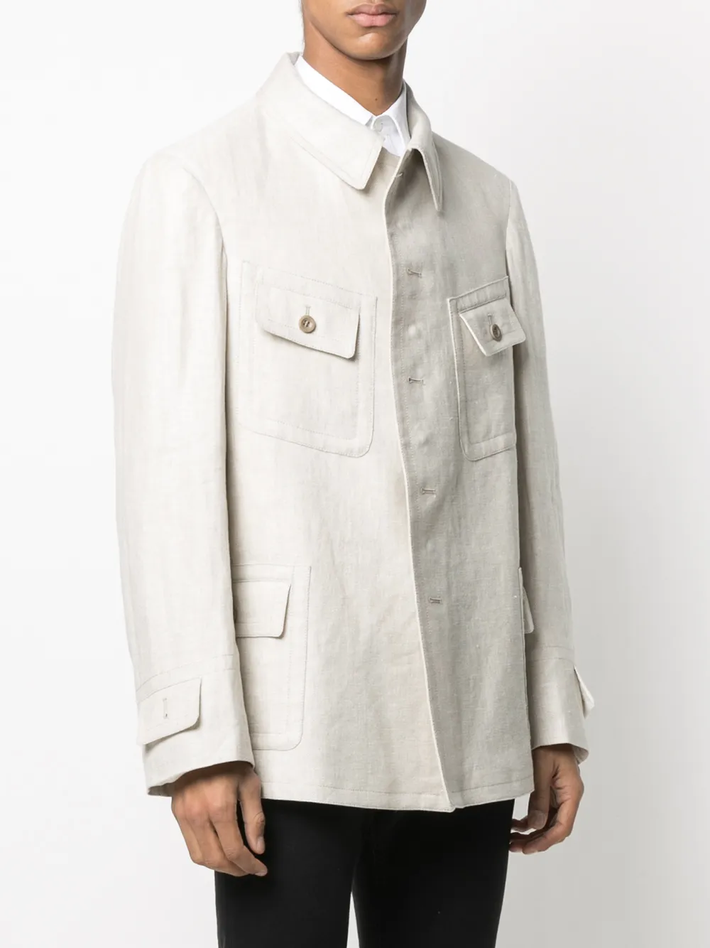 Однобортная куртка-рубашка MAISON MARGIELA, нейтральный — фото 3