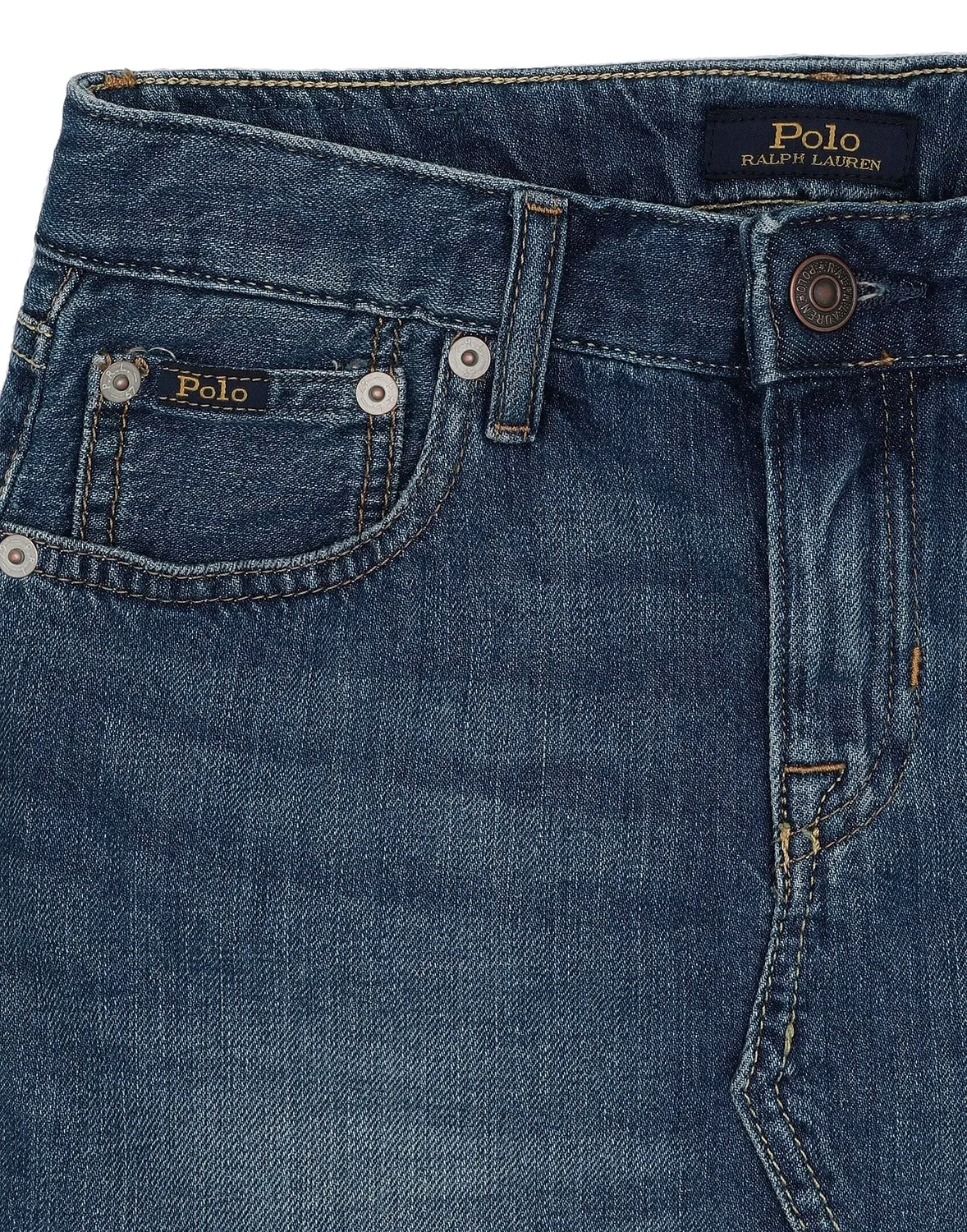 Детская джинсовая юбка для девочек с потертостями Polo Ralph Lauren, синий — фото 3