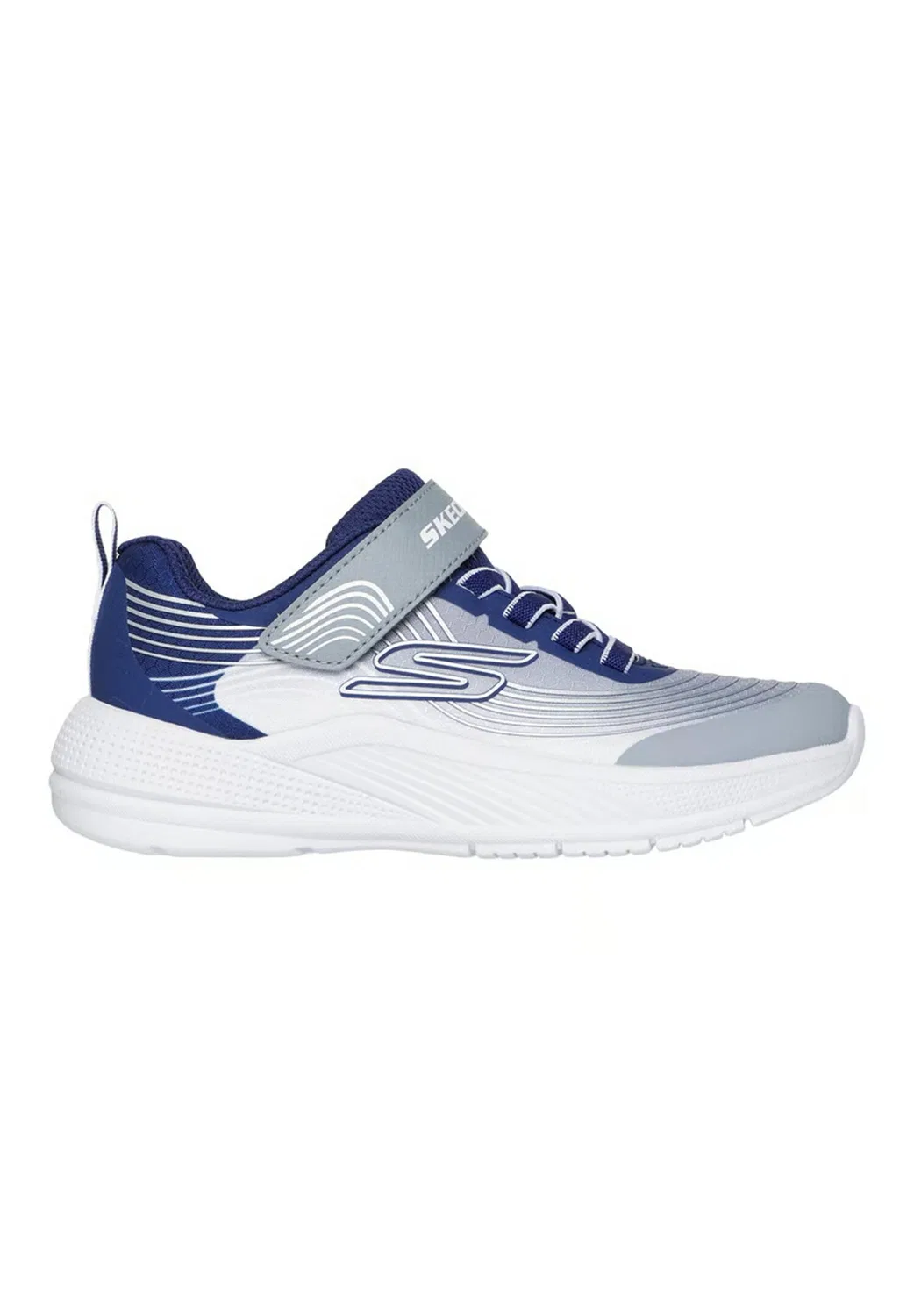 Детские кроссовки для мальчиков с дышащим верхом Microspec Advance Skechers, Dark Blue Pastel Blue White — фото 2