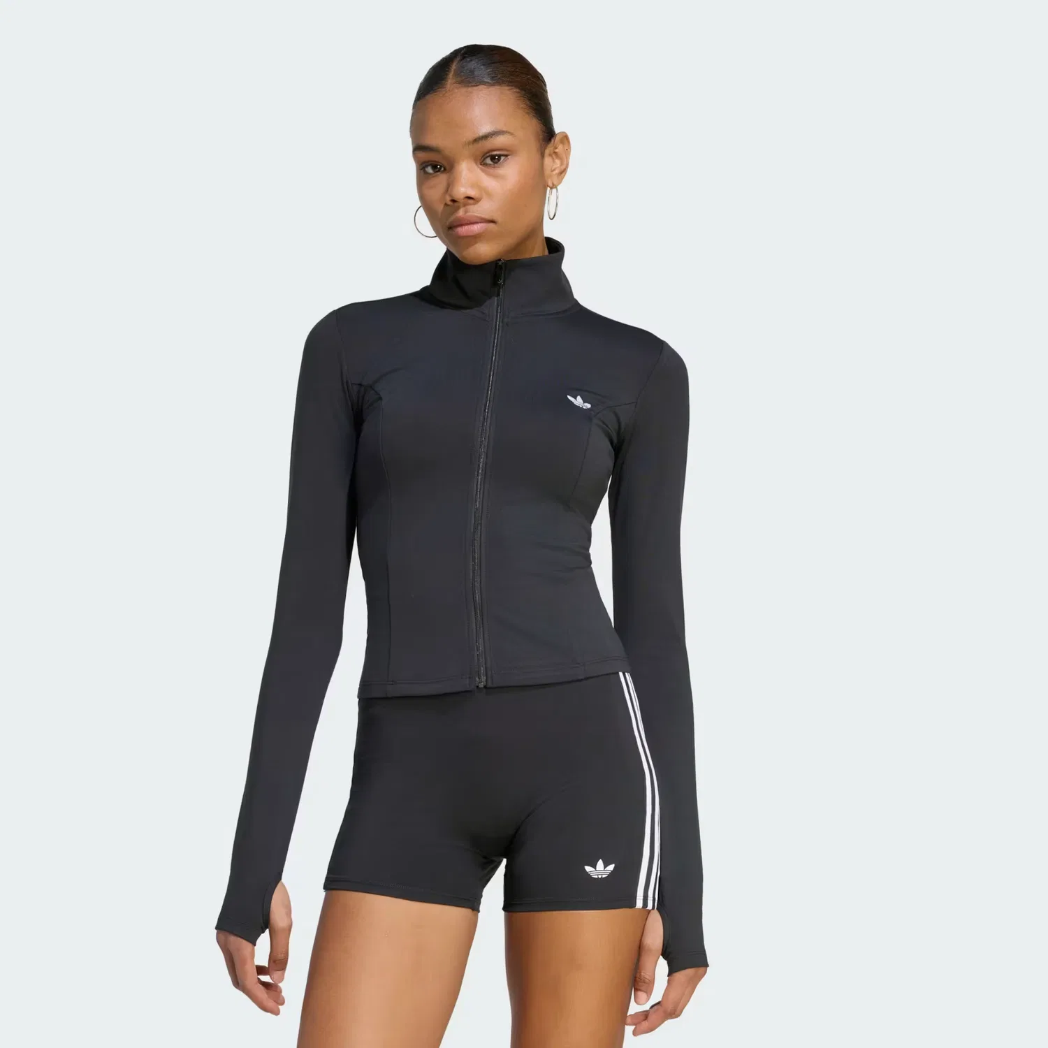 Женская спортивная куртка приталенного кроя ESSENTIALS POLYESTER TRACKTOP Adidas Originals, черный