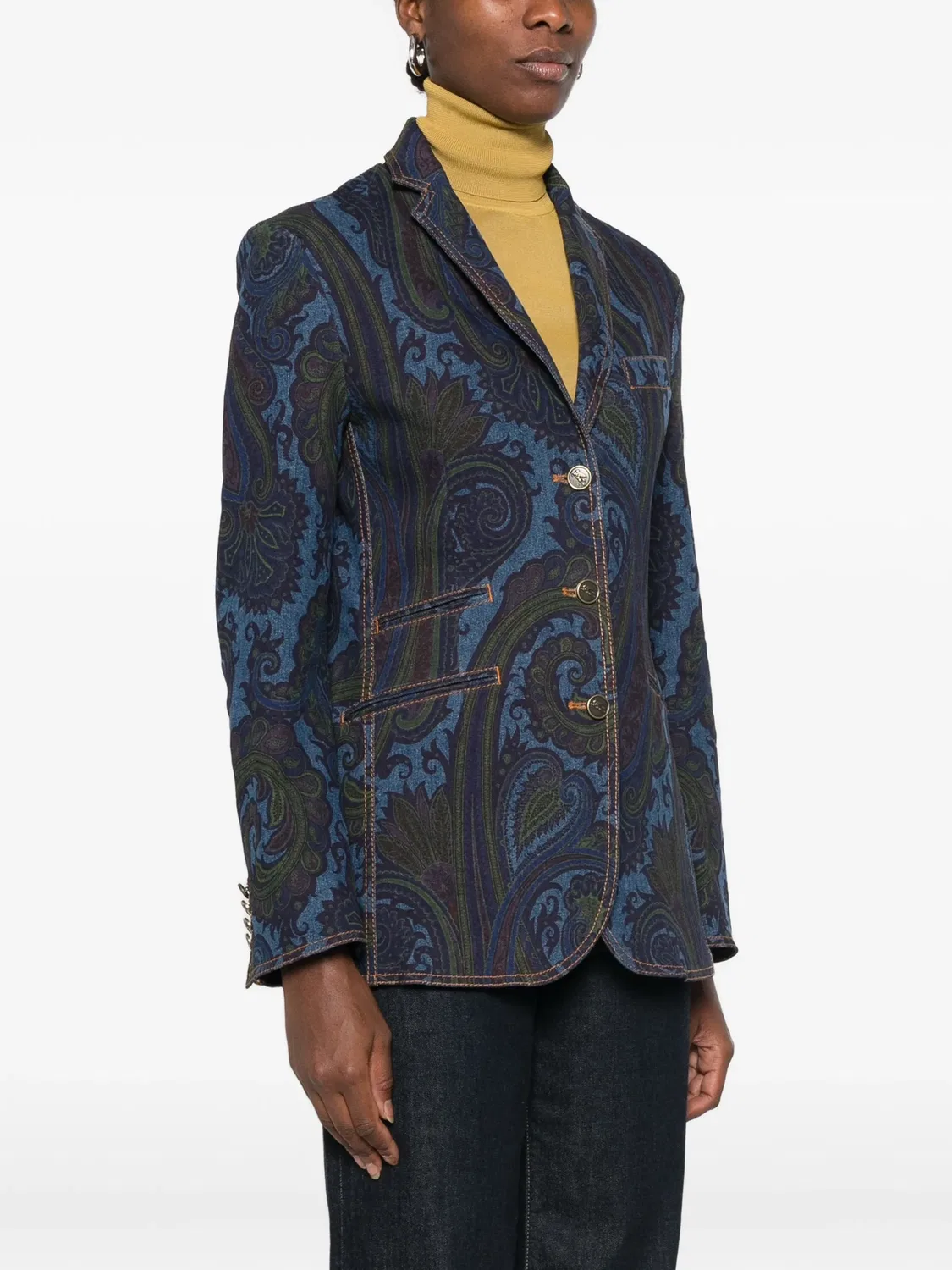 Джинсовая куртка с узором пейсли Etro, синий — фото 3