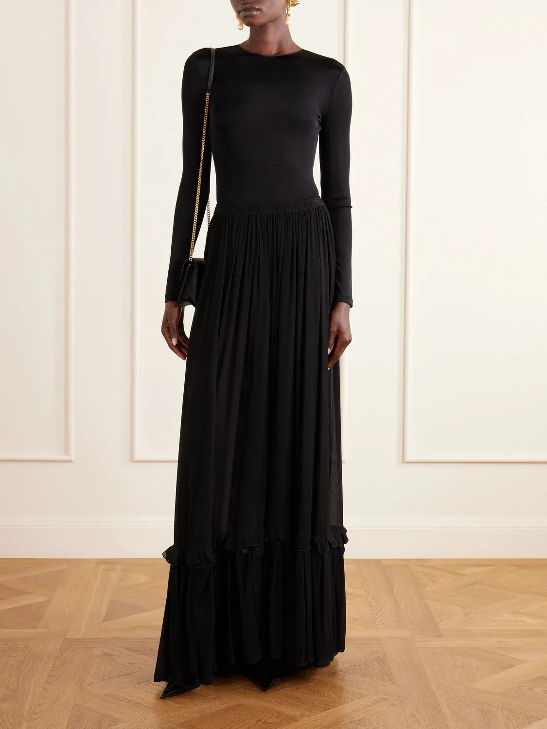 SAINT LAURENT Боди из сетки с украшением Cassandre — фото 2
