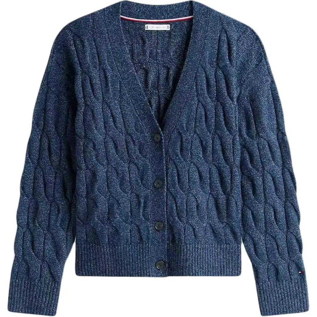 Женский трикотажный свитер с V-образным вырезом Tommy Hilfiger, Navy Blue
