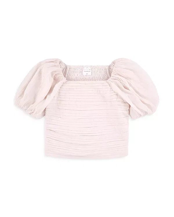 Детский топ для девочек с коротким рукавом-фонарик Emerson Abercrombie Kids, Mauve Chalk