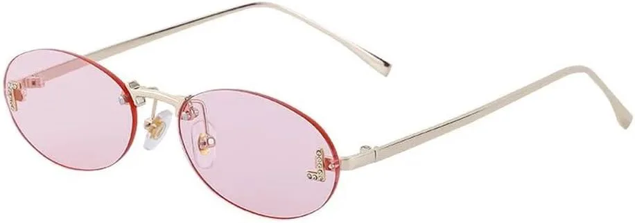 

Овальные солнцезащитные очки для женщин в стиле ретро с градиентной металлической оправой без рамки, для мужчин, для активного отдыха и вождения MTZJH, 6