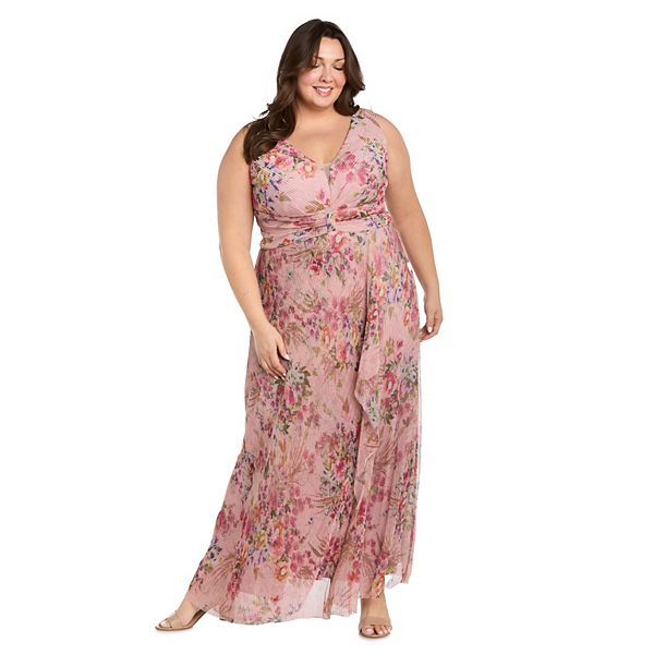 

Платье Plus size с цветочным принтом R&M Richards, Peach Coral