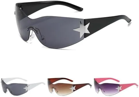 

Модные солнцезащитные очки 2026 года для женщин и мужчин: стильные солнцезащитные очки-щитки, обтекаемые солнцезащитные очки большого размера без оправы MTZJH, White