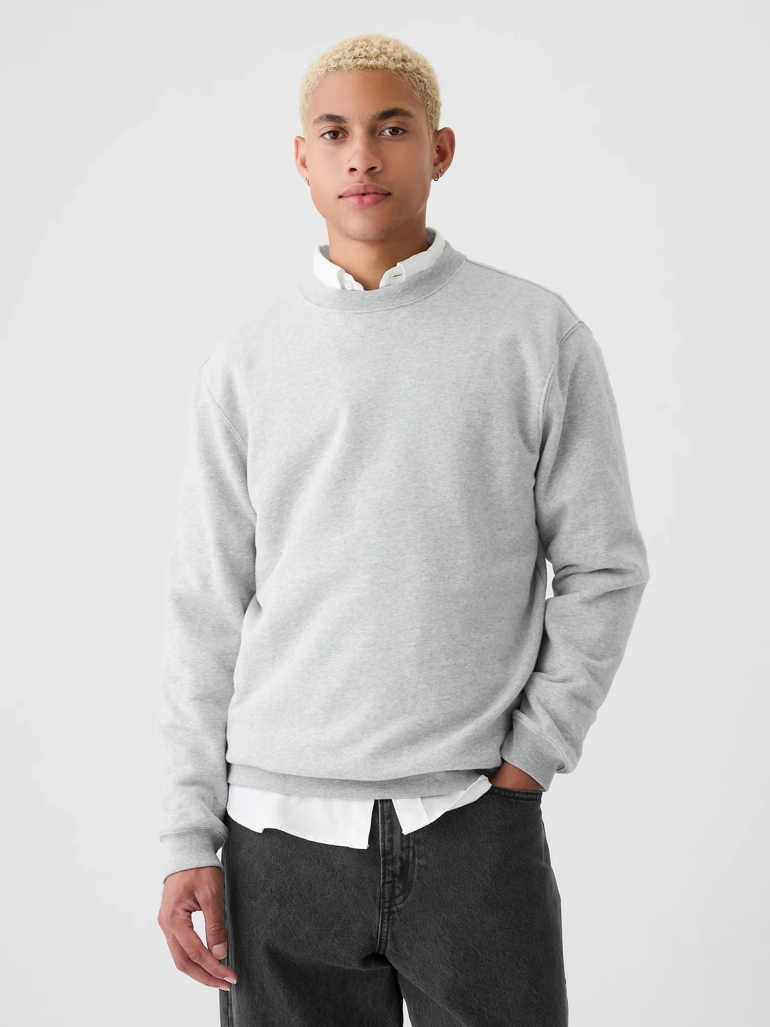 (U) Винтажная мягкая толстовка с круглым вырезом (унисекс) GAP, LIGHT_HEATHER_GREY_B08
