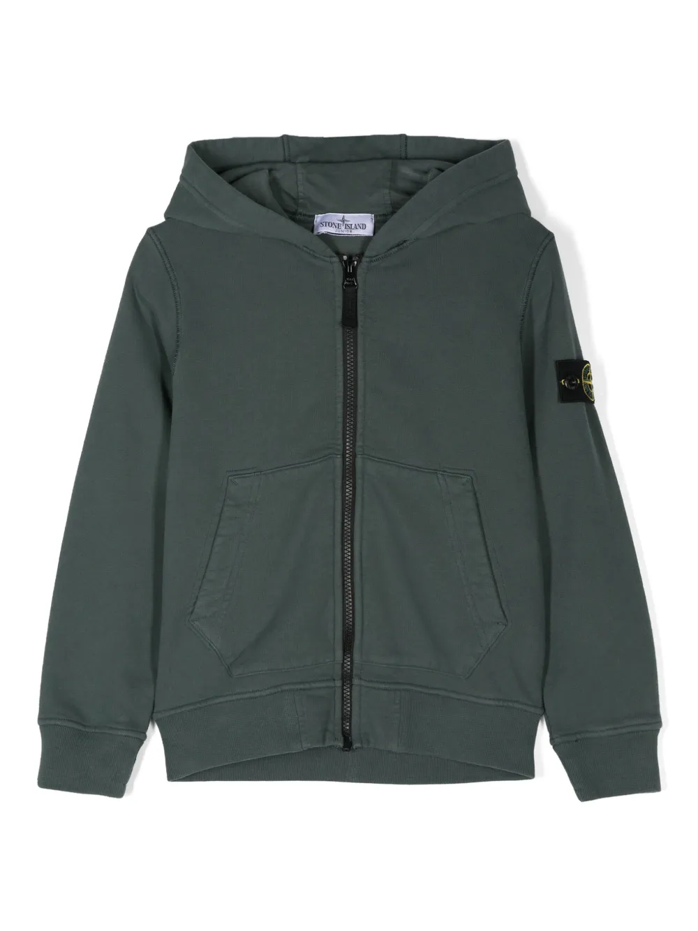 

Худи на молнии с нашивкой Compass Stone Island Junior, зеленый