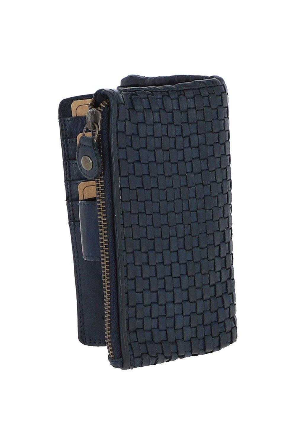 

Винтажный плетеный кожаный кошелек среднего размера на 18 карточек Ashwood Leather, темно-синий