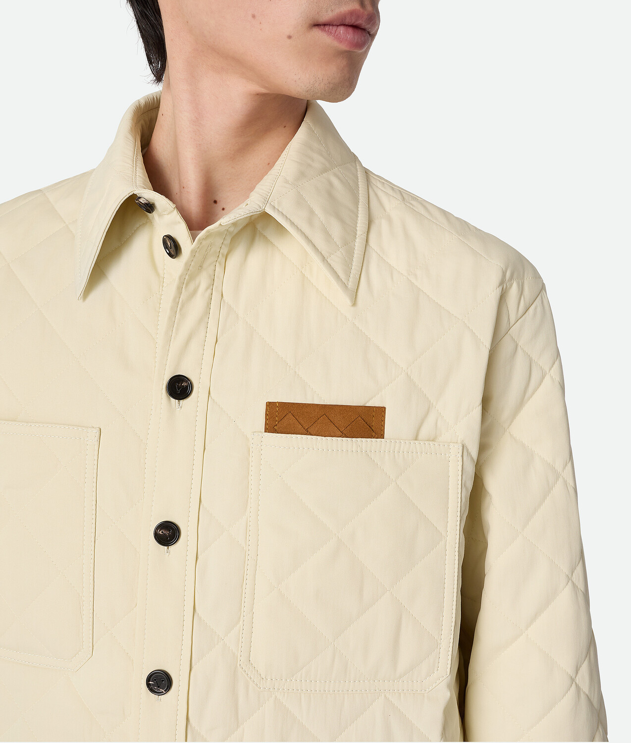 Quilted cotton overshirt BOTTEGA VENETA, морская соль — фото 4