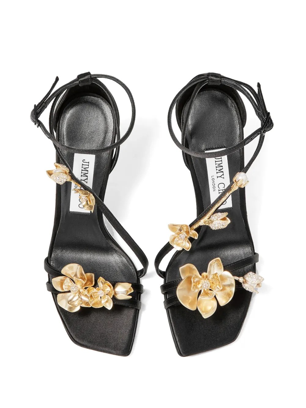Босоножки Zea 95 с цветочной аппликацией JIMMY CHOO, черный — фото 4