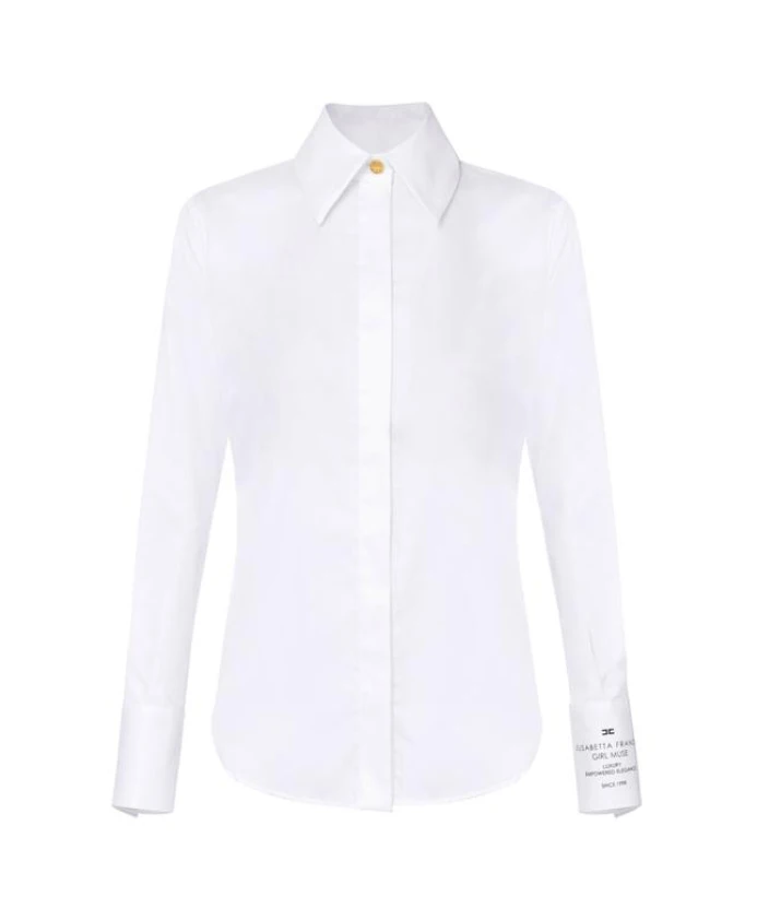 

Рубашка из хлопкового поплина с логотипом Elisabetta Franchi, белый