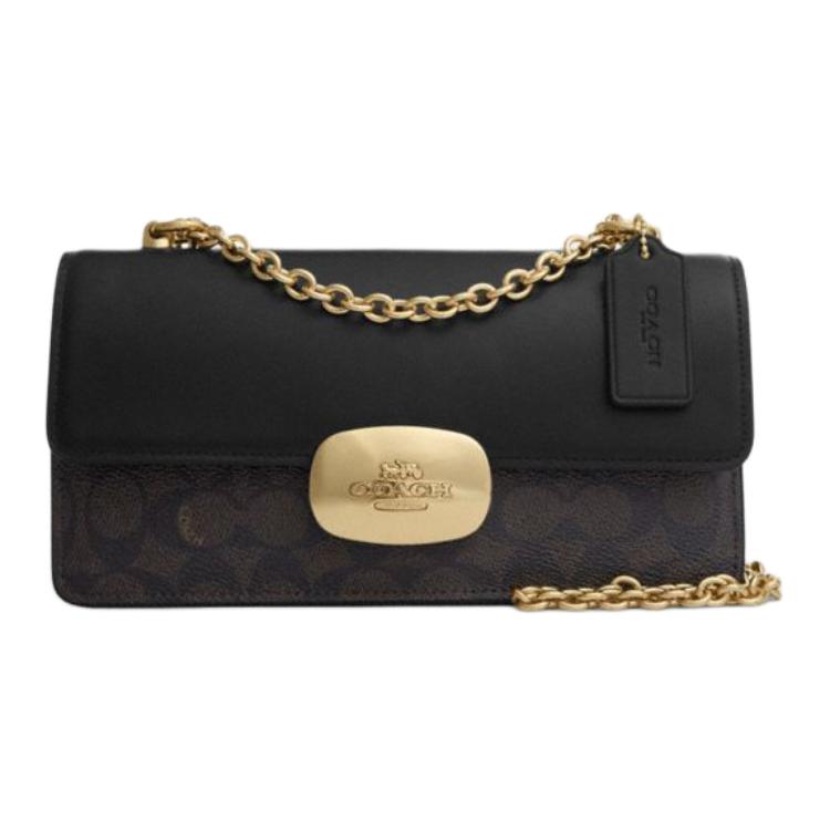 

COACH Сумка через плечо Eliza Coated Canvas с гладкой кожей, средний размер, женская, walnut & black