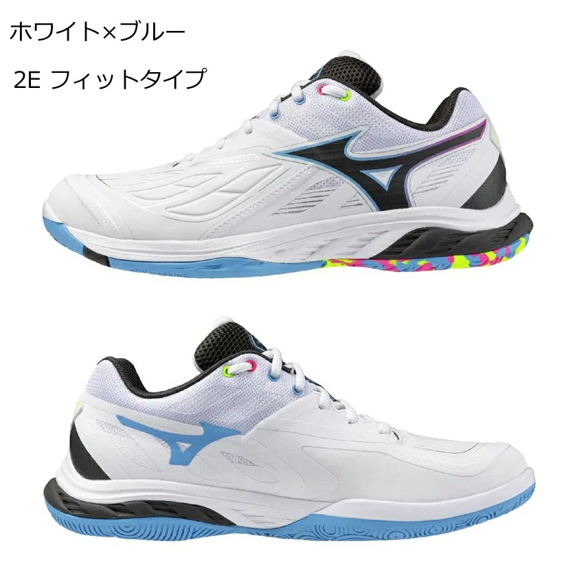 Унисекс кроссовки для бадминтона «Wave Fang 2 Fit» от Mizuno, 45 White X Blue — фото 3