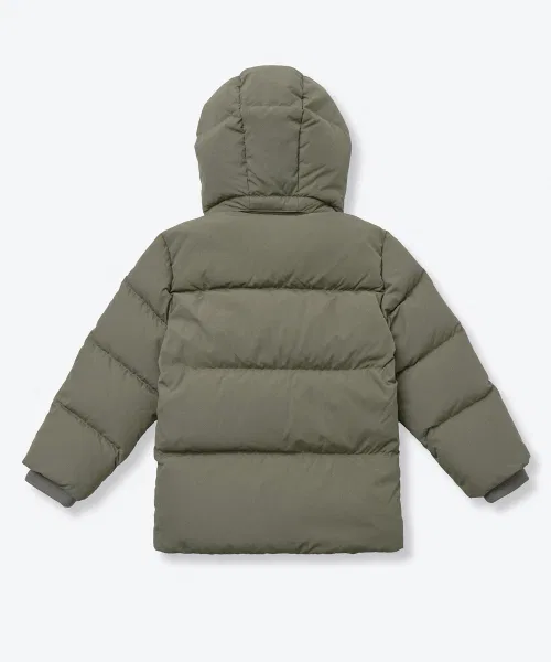 Пуховик детский MUSINSA STANDARD KIDS короткий с капюшоном, цвет хаки — фото 3